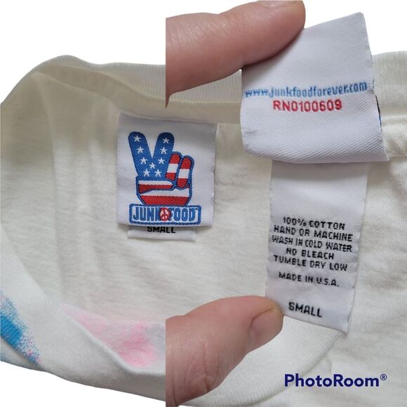 Junk Food Faux Handkerchief Scarf Cream Tee - S - Picture 3 of 3